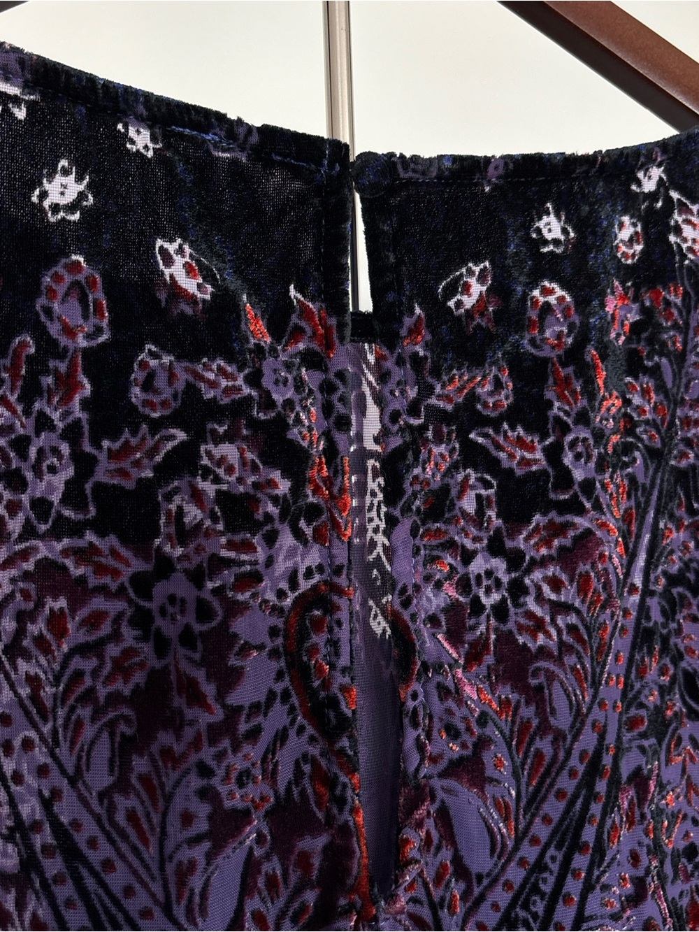 Free People Mirror Mirror Velvet Mini Dress S Purple Burnout Boho Witchy Fairy - Picture 16 of 16